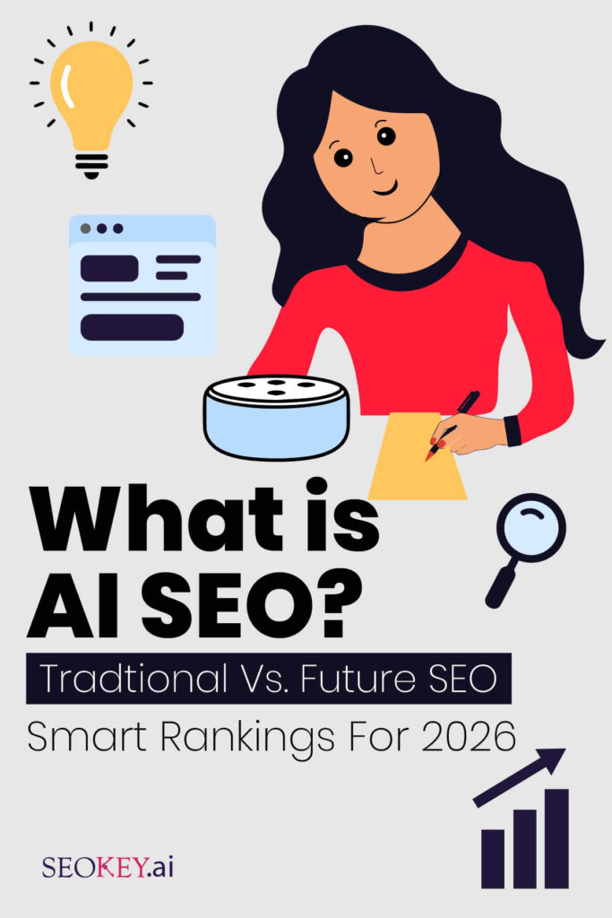 flat illustration of what is ai seo.